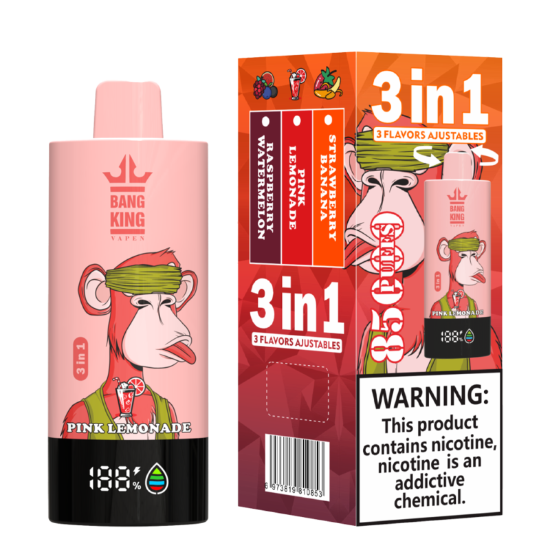 Puff 85k Bang King 85000 Puffs Vape Desechable 3 en 1 Sabores-fresa-plátano-rosa-limonada-frambuesa-sandía.png