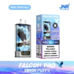 White Peach Razz JJNR Falcon Pro 28000 28K Puffs Disposable Vape Battery Indicator Screen