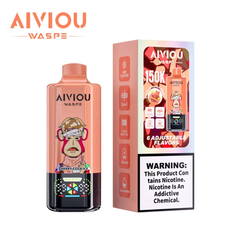 150k Vape Waspe Aiviou 150000 6 in 1 - Cherry Cola Ice & Strawberry Red Bull Ice & Watermelon Raspberry (2)