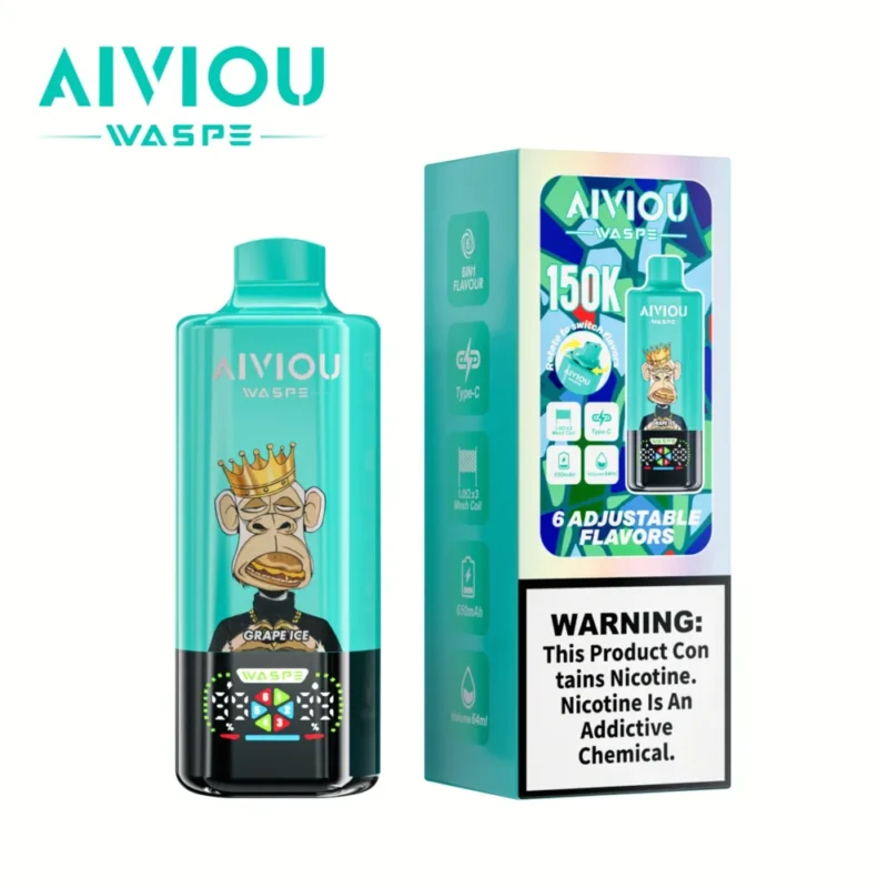 150k Vape Waspe Aiviou 150000 6 in 1 - Grape Ice & Blue Razz Cherry & Strawberry Ice (2)