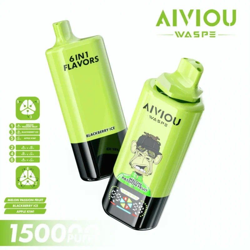 150k Vape Waspe Aiviou 150000 6 in 1 - Melon Passion Fruit & Blackberry Ice & Apple Kiwi