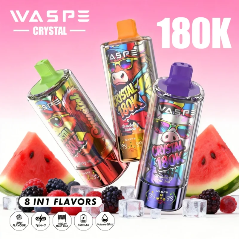 180k Vape Waspe Crystal 180K 8 in 1 Flavors E Cigarette 180k Vape Waspe Crystal 180K 8 in 1 Flavors E Cigarette