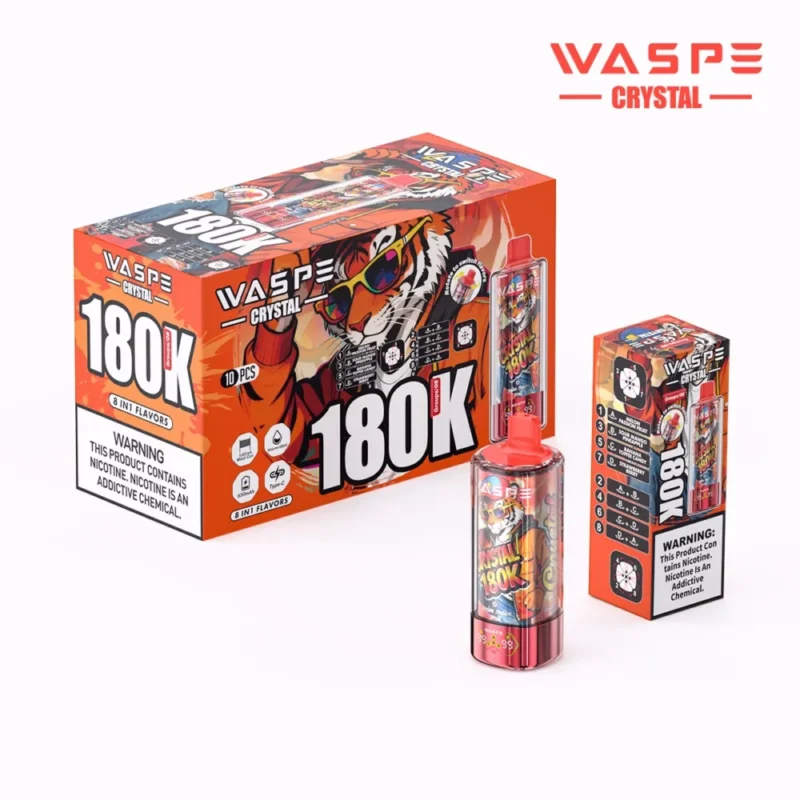 180k Vape Waspe Crystal 180K 8 in 1 Flavors E Cigarette - MELON PASSION FRUIT & SOUR MANGO PINEAPPLE & BANANA TOFFEE CANDY & STRAWBERRYBERRY