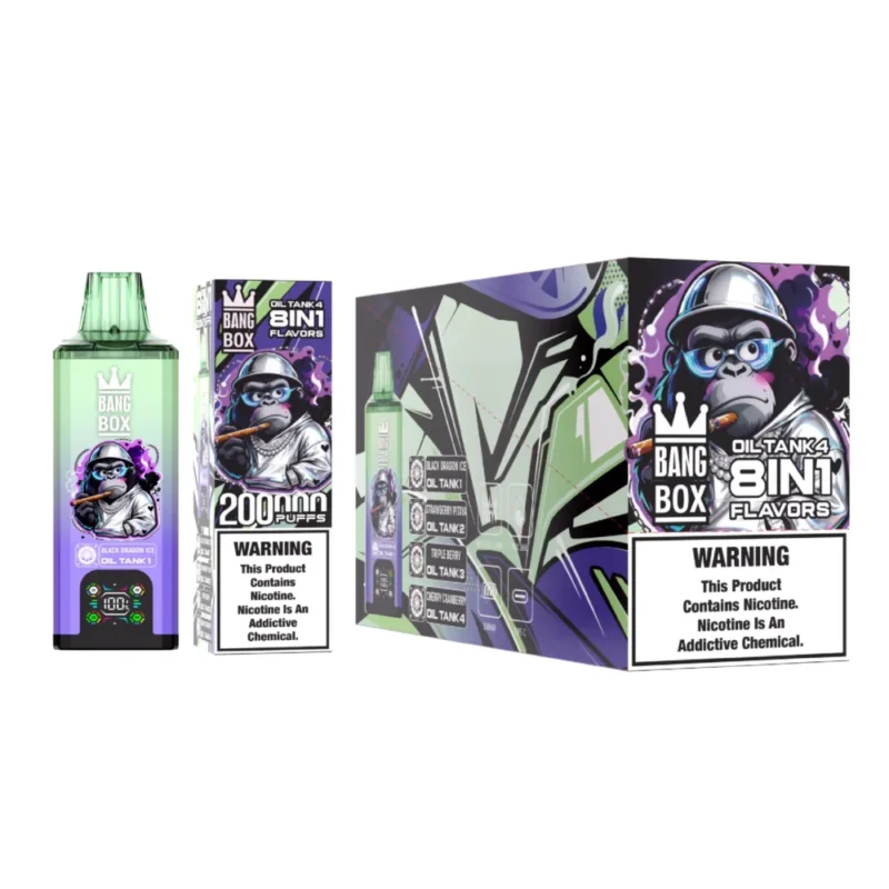 Puff 200k Bang Box 200k Puffs Disposable Vape E Cigarette - Black Dragon Ice+Strawberry Pitaya+Triple Berry+Cherry Cranberry