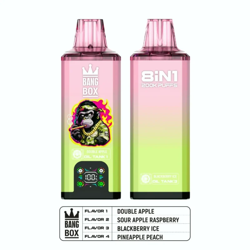 Puff 200k Bang Box 200k Puffs Disposable Vape E Cigarette - Double Apple+Sour Apple Raspberry+Blackberry Ice+Pineapple Peach (2)