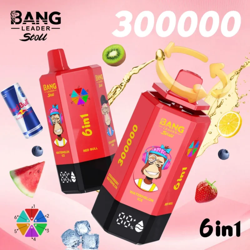 Puff 300k Bang Leader 300000 Puffs Disposable Vape - Watermelon Ice&Red Bull&Strawberry Kiwi&Blueberry Ice&Lemon Lime&Strawberry Watermelon