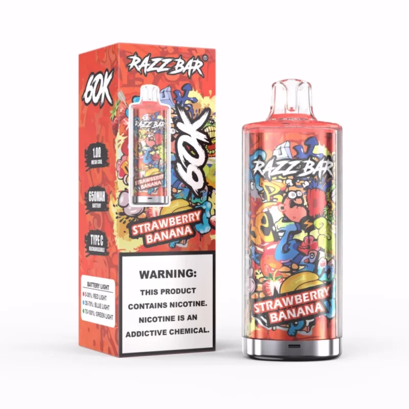 Razz Bar 60000 Razz Bar 60k Vape Crystal – Explosive Flavor That Lasts EU Warehouse  - Strawberry Banana (2)