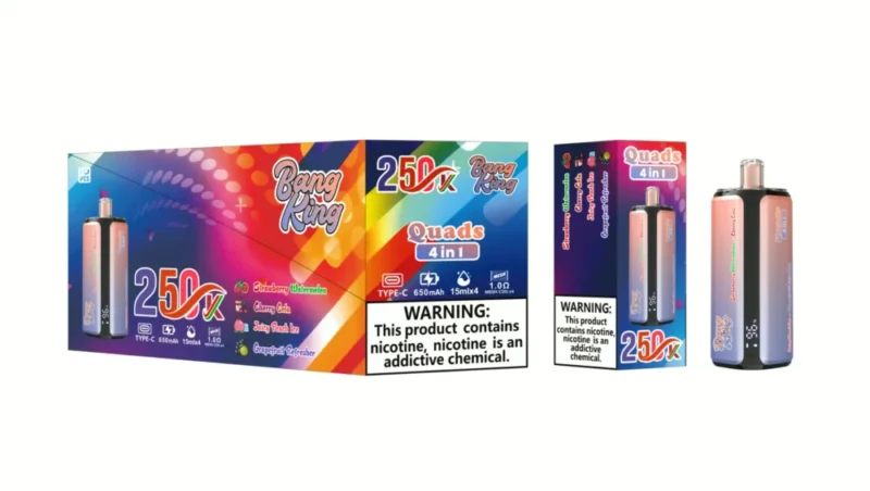 Bang king 250000 250k Puffs Bang 250k 4 in 1 Flavors New Vape - Strawberry Watermelon Cherry Cola Juicy Peach Ice Grapefruit Refresher