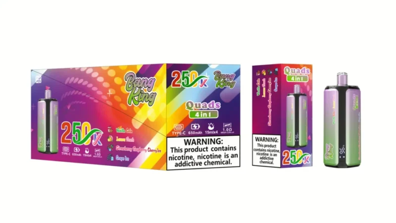 Bang king 250000 250k Puffs Bang 250k 4 in 1 Flavors New Vape - Vanilla Cola Lemon Peach Strawberry Raspberry Cherry Ice Grape Ice