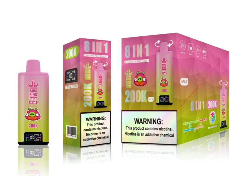 Bang king 300000 300k Puffs Bang 300k 8 in 1 Flavors New Vape - Kiwi Passion Fruit GuavaGummy BearRainbow CandyCotton Candy